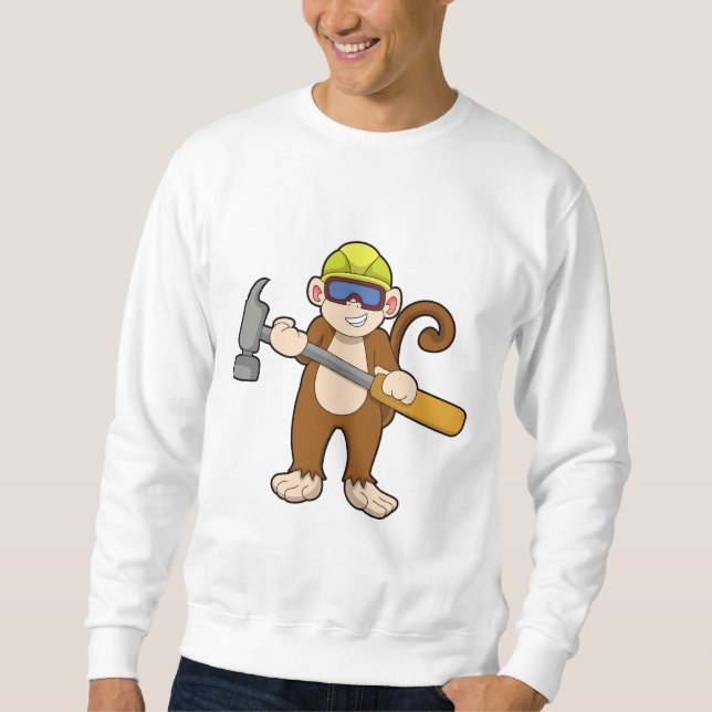 Monkey as Craftsman with Hammer Sweatshirt (Front)