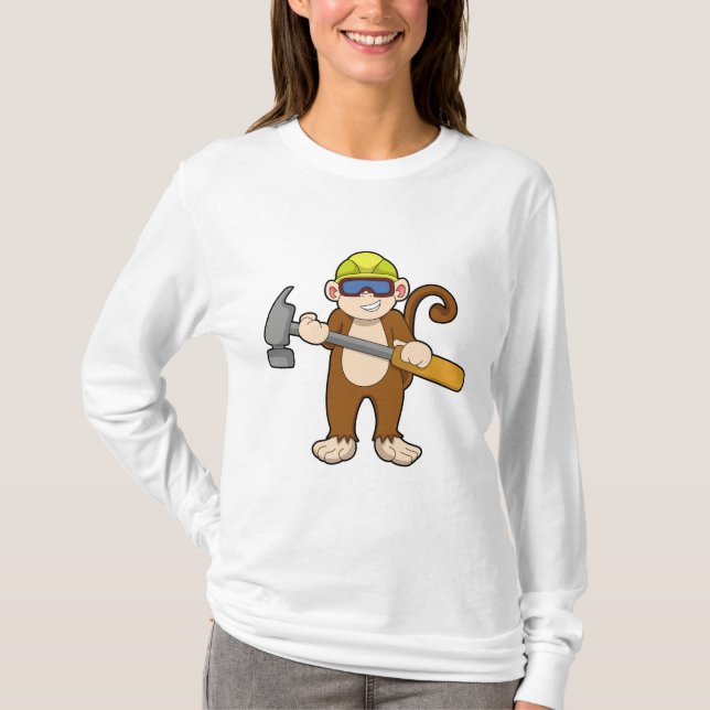 Monkey as Craftsman with Hammer T-Shirt (Front)