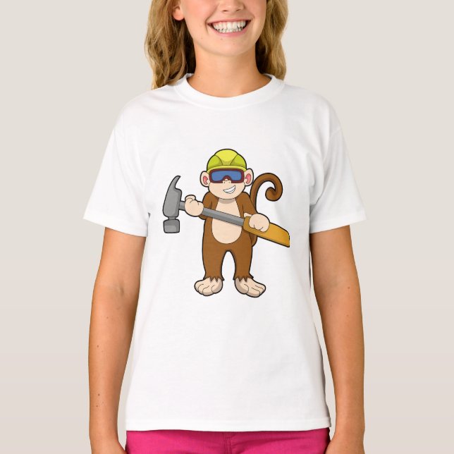 Monkey as Craftsman with Hammer T-Shirt (Front)