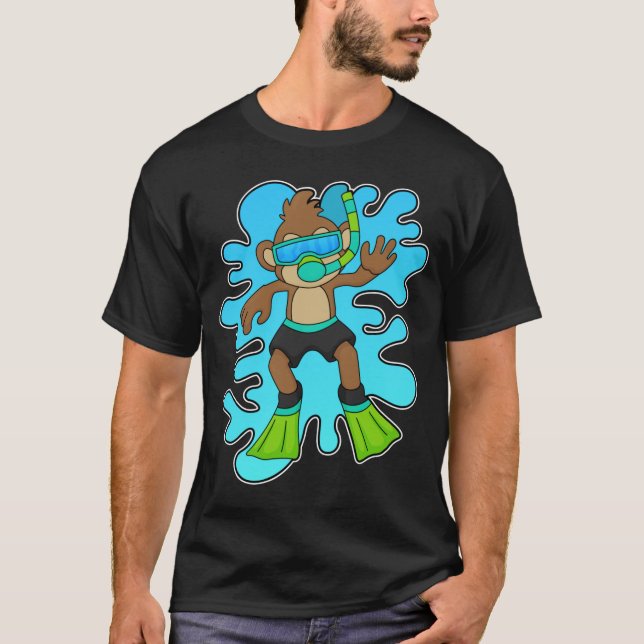Monkey as Diver with Snorkel T-Shirt (Front)