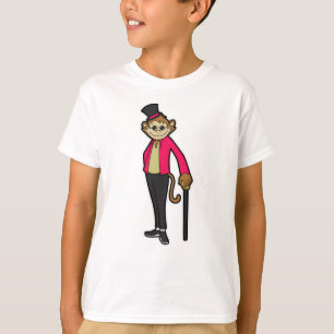 Monkey as Gentleman with Hat & Walking stick T-Shirt