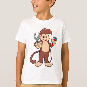 Monkey as Hairdresser with Scissors & Razor T-Shirt
