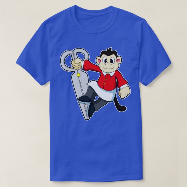 Monkey as Hairdresser with Scissors T-Shirt (Design Front)