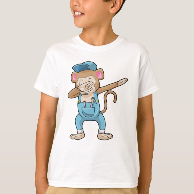 Monkey as Mechanic at Hip Hop Dance Dab T-Shirt (Front)