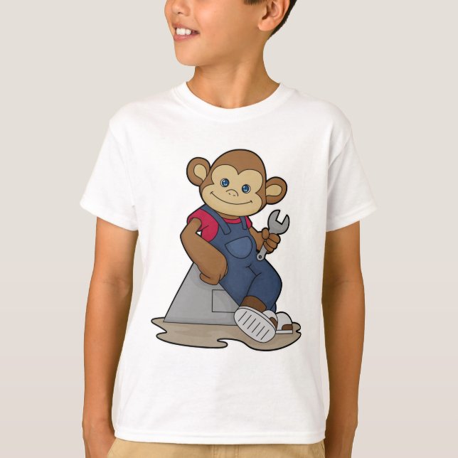 Monkey as Mechanic with Wrench T-Shirt (Front)