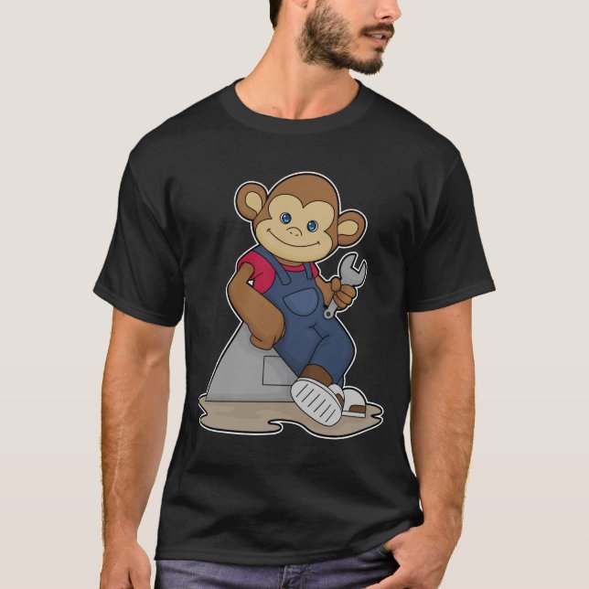 Monkey as Mechanic with Wrench T-Shirt (Front)