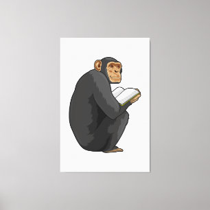 Monkey as Nerd with Book Canvas Print