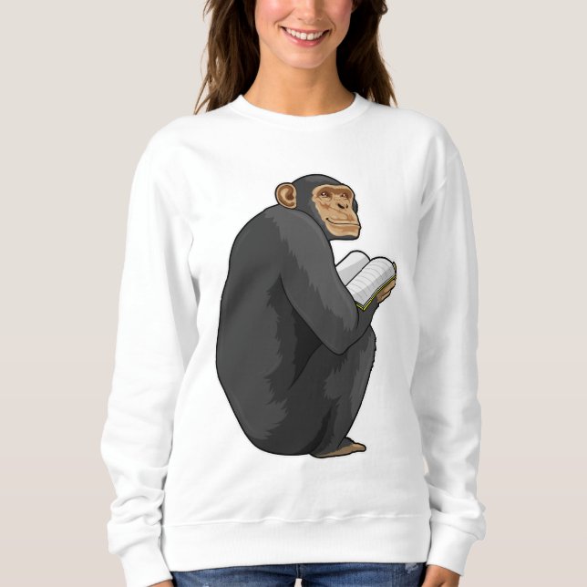 Monkey as Nerd with Book Sweatshirt (Front)