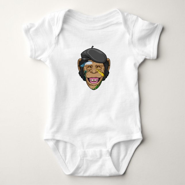 Monkey as Painter Baby Bodysuit (Front)