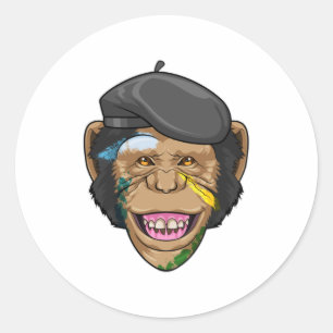 Monkey as Painter Classic Round Sticker