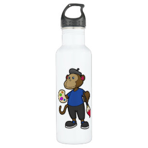 Monkey as Painter with Paint & Brush 710 Ml Water Bottle