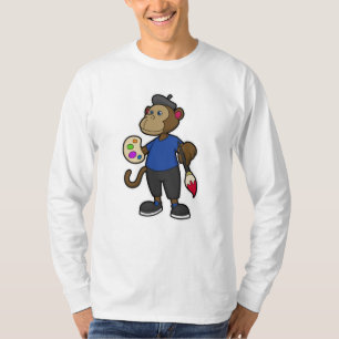 Monkey as Painter with Paint & Brush T-Shirt