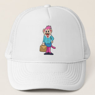 Monkey as Secretary with Bag Trucker Hat