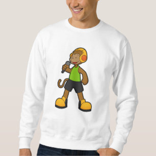 Monkey as Singer with Microphone & Headphone Sweatshirt