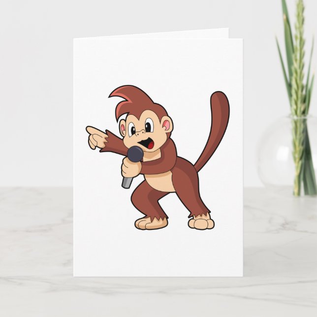Monkey as Singer with Microphone.PNG Card (Front)