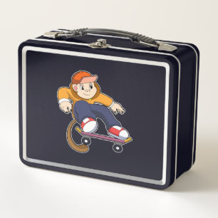 Monkey as Skater with Skateboard Metal Lunch Box