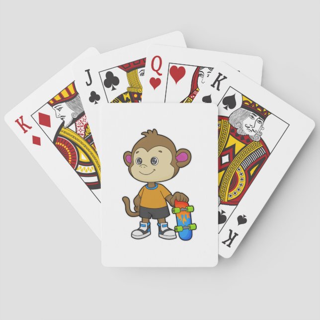 Monkey as Skater with Skateboard Playing Cards (Back)