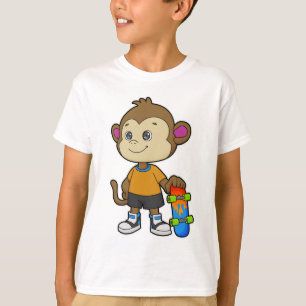 Monkey as Skater with Skateboard T-Shirt