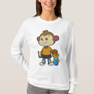 Monkey as Skater with Skateboard T-Shirt