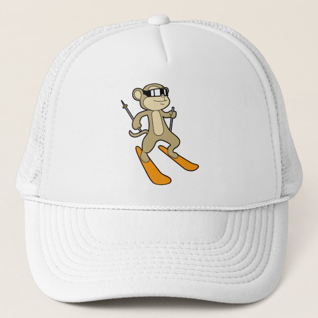 Monkey as Skier with Ski Trucker Hat (Front)