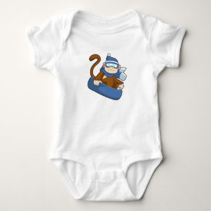 Monkey as Snowboarder with Sonowboard.PNG Baby Bodysuit