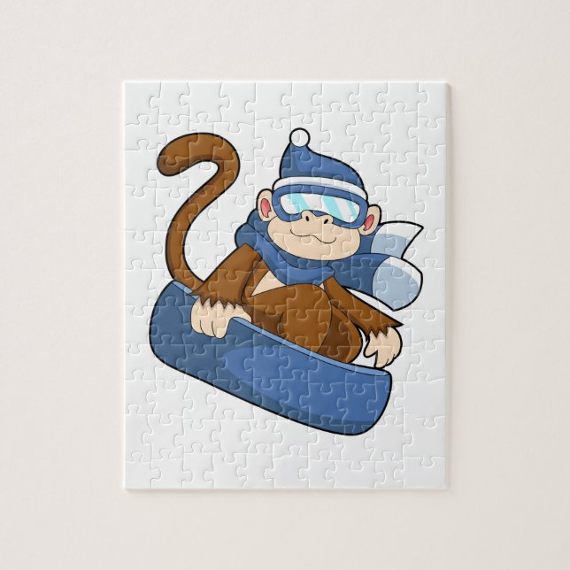Monkey as Snowboarder with Sonowboard.PNG Jigsaw Puzzle (Vertical)
