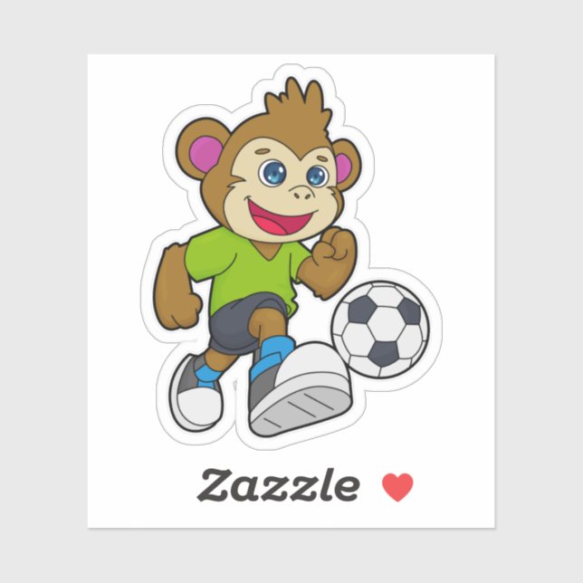 Monkey as Soccer player with Soccer (Sheet)