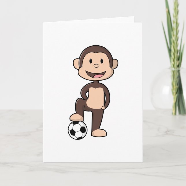 Monkey as Soccer player with Soccer ball Card (Front)