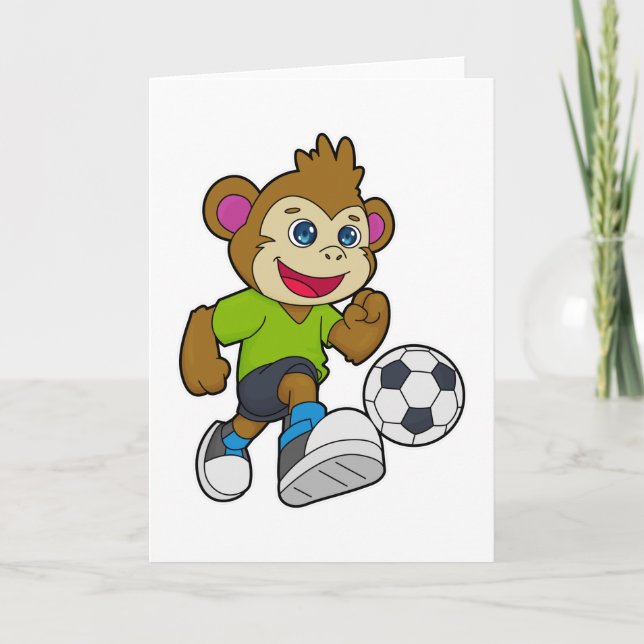 Monkey as Soccer player with Soccer Card (Front)