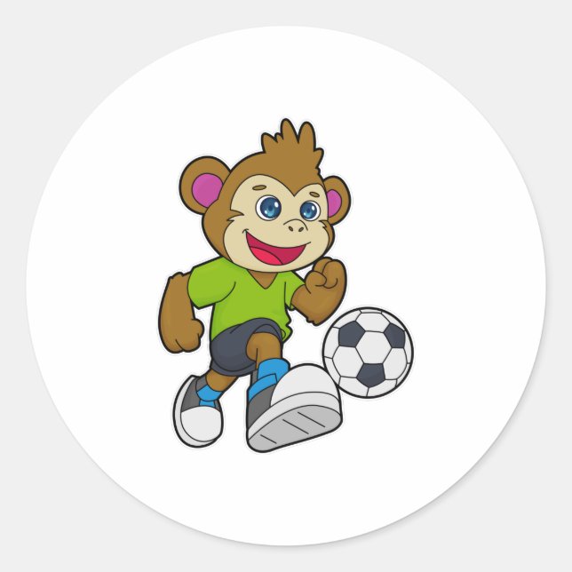 Monkey as Soccer player with Soccer Classic Round Sticker (Front)