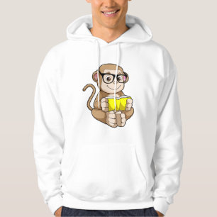 Monkey as Student with Glasses & Book Hoodie