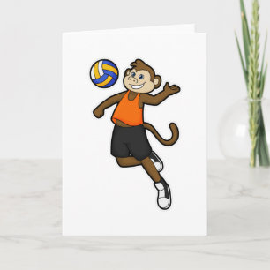 Monkey as Volleyball player with Volleyball Card