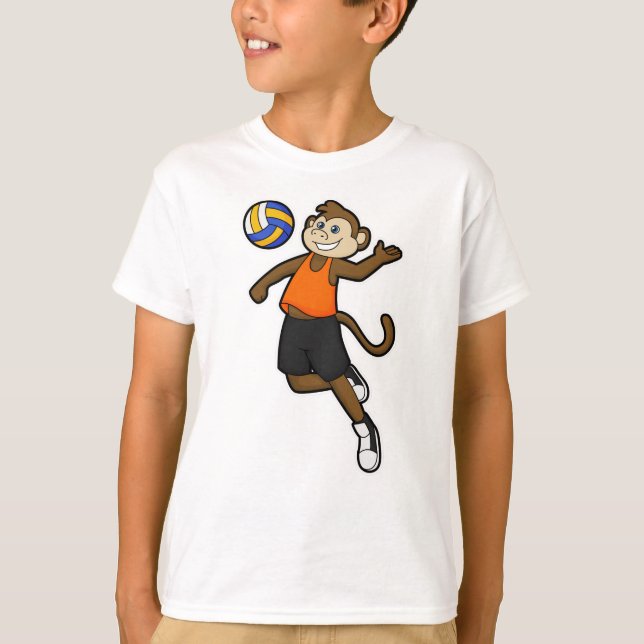Monkey as Volleyball player with Volleyball T-Shirt (Front)