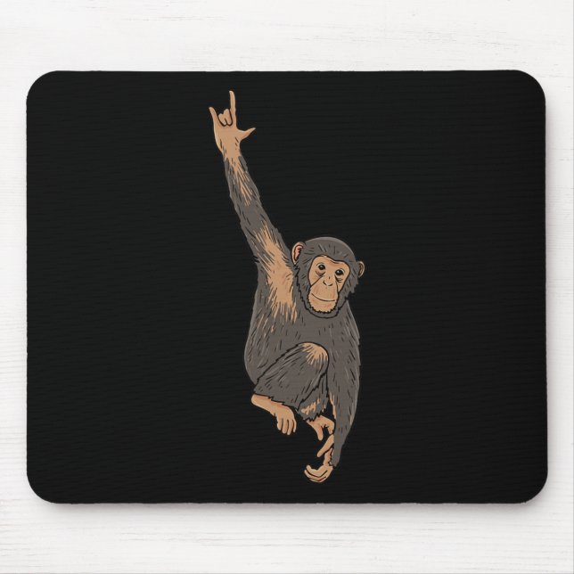 Monkey Asl Hand Gesture Deaf Hearing Loss Awarenes Mouse Pad (Front)