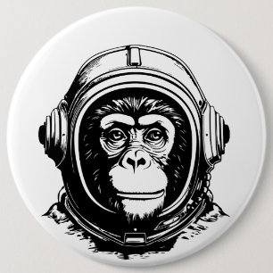 Monkey Astronaut 6 Inch Round Button