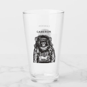 Monkey Astronaut Add Your Name Glass