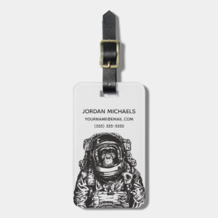 Monkey Astronaut   Add Your Name Luggage Tag