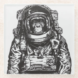 Monkey Astronaut Glass Coaster
