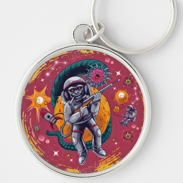 Monkey Astronaut Keychain – Out of This World Cool (Front)