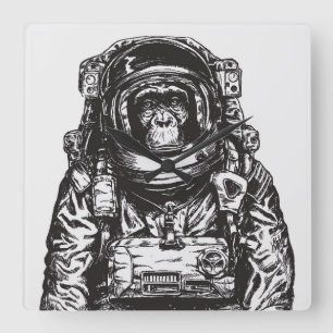 Monkey Astronaut Square Wall Clock