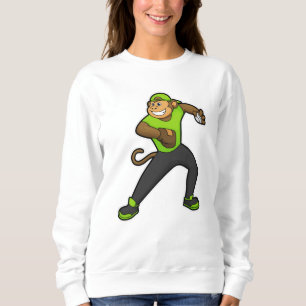Monkey at Baseball with Baseball bat Sweatshirt
