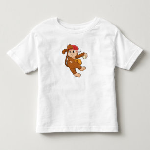 Monkey at Baseball with Baseball glove Toddler T-shirt