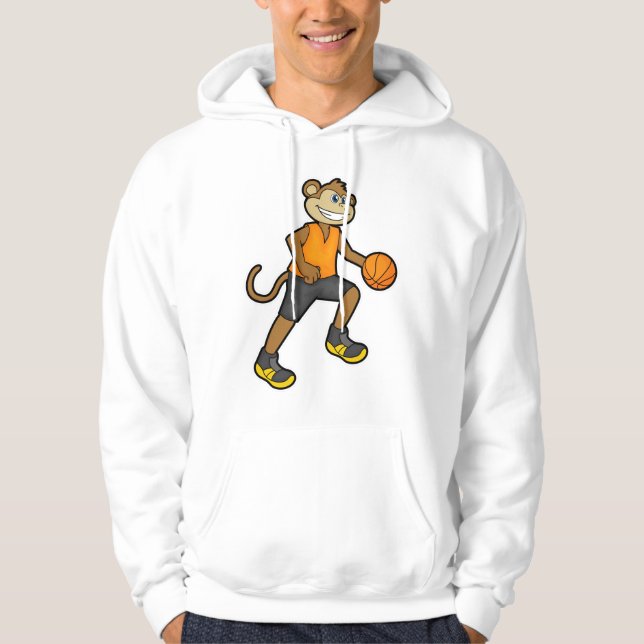 Monkey at Basketball Sports Hoodie (Front)