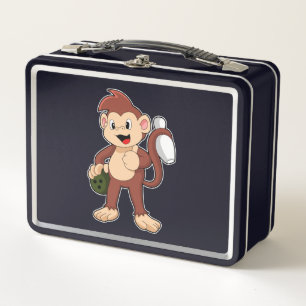Monkey at Bowling with Bowling ball Metal Lunch Box