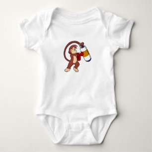 Monkey at Boxing with Punching bag Baby Bodysuit