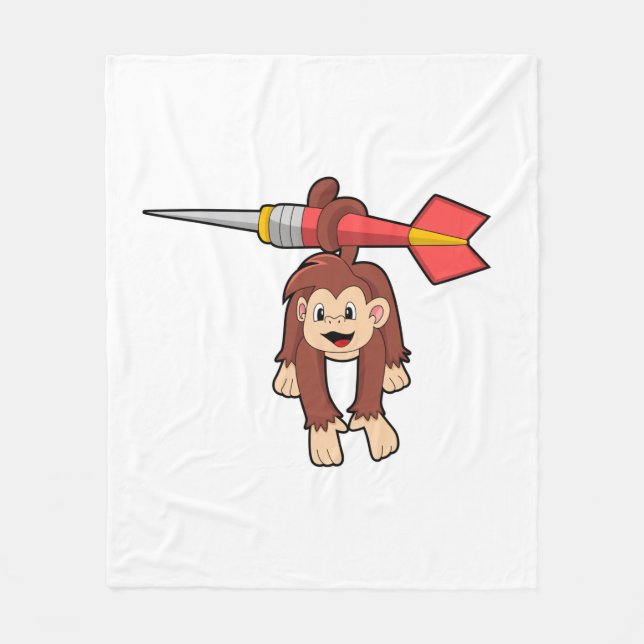 Monkey at Darts with Dart Fleece Blanket (Front)