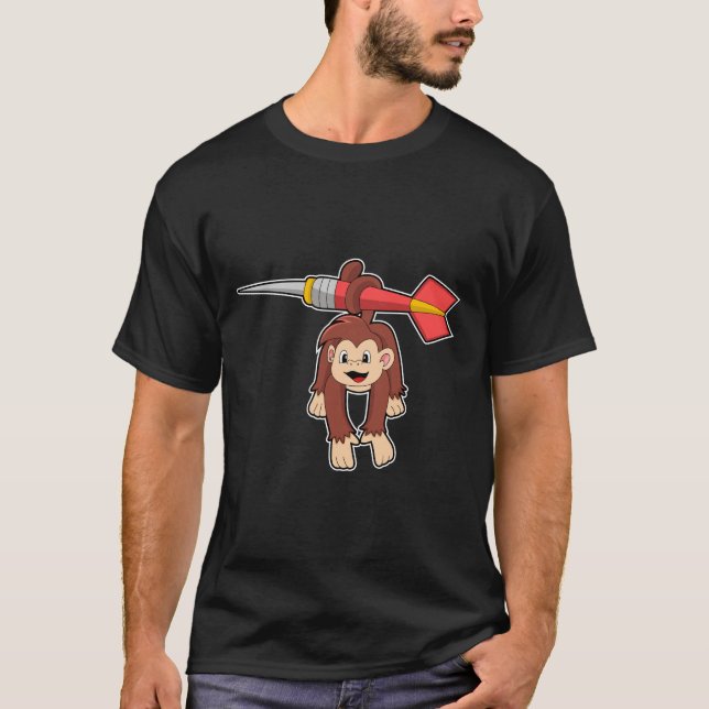 Monkey at Darts with Dart T-Shirt (Front)