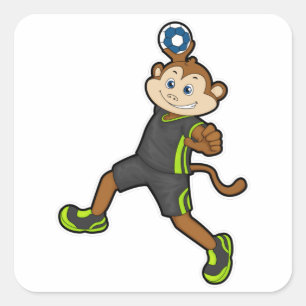 Monkey at Handball player with Handball Square Sticker