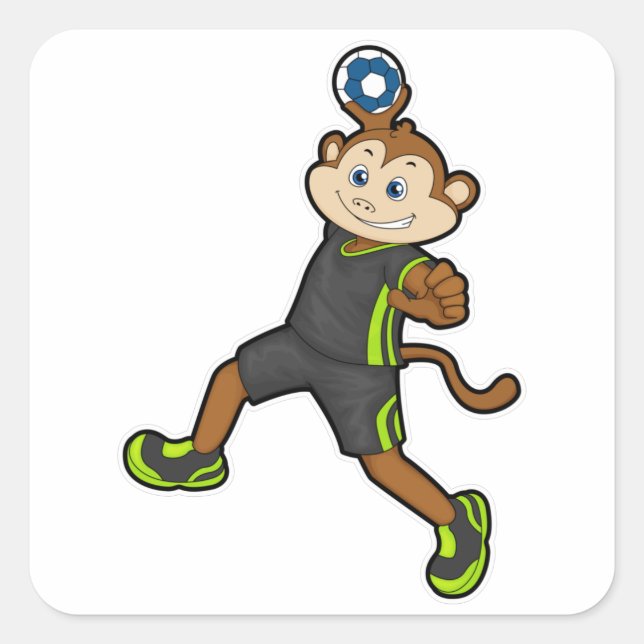Monkey at Handball player with Handball Square Sticker (Front)