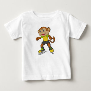 Monkey at Ice skating with Ice skates Baby T-Shirt